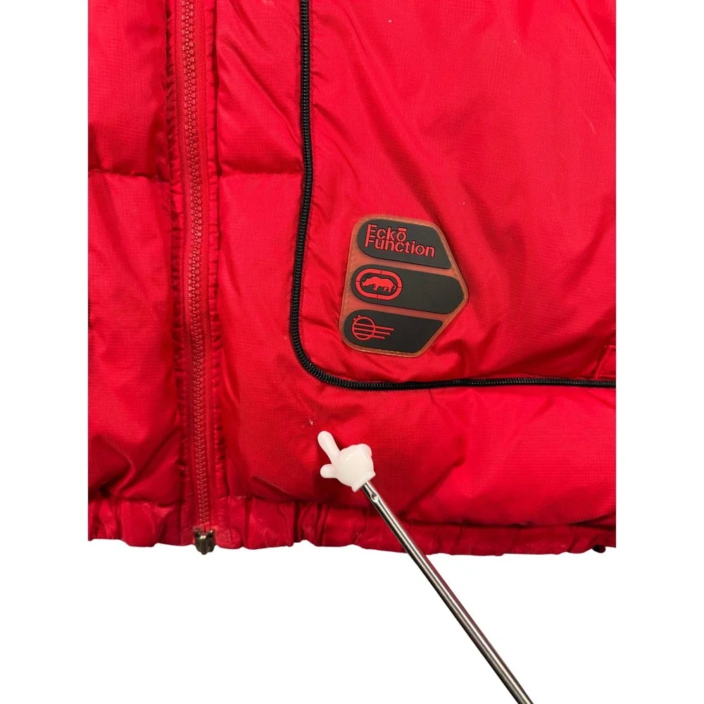 Vtg 90's Ecko Unltd. Function Reversible Red Silver Puffer‎ Jacket Men's XL Down
